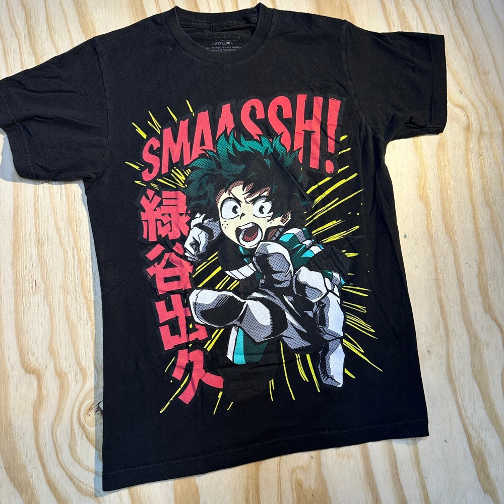 Funimation My Hero Academia Deku Smash Graphic T-Shirt Black Small Mens